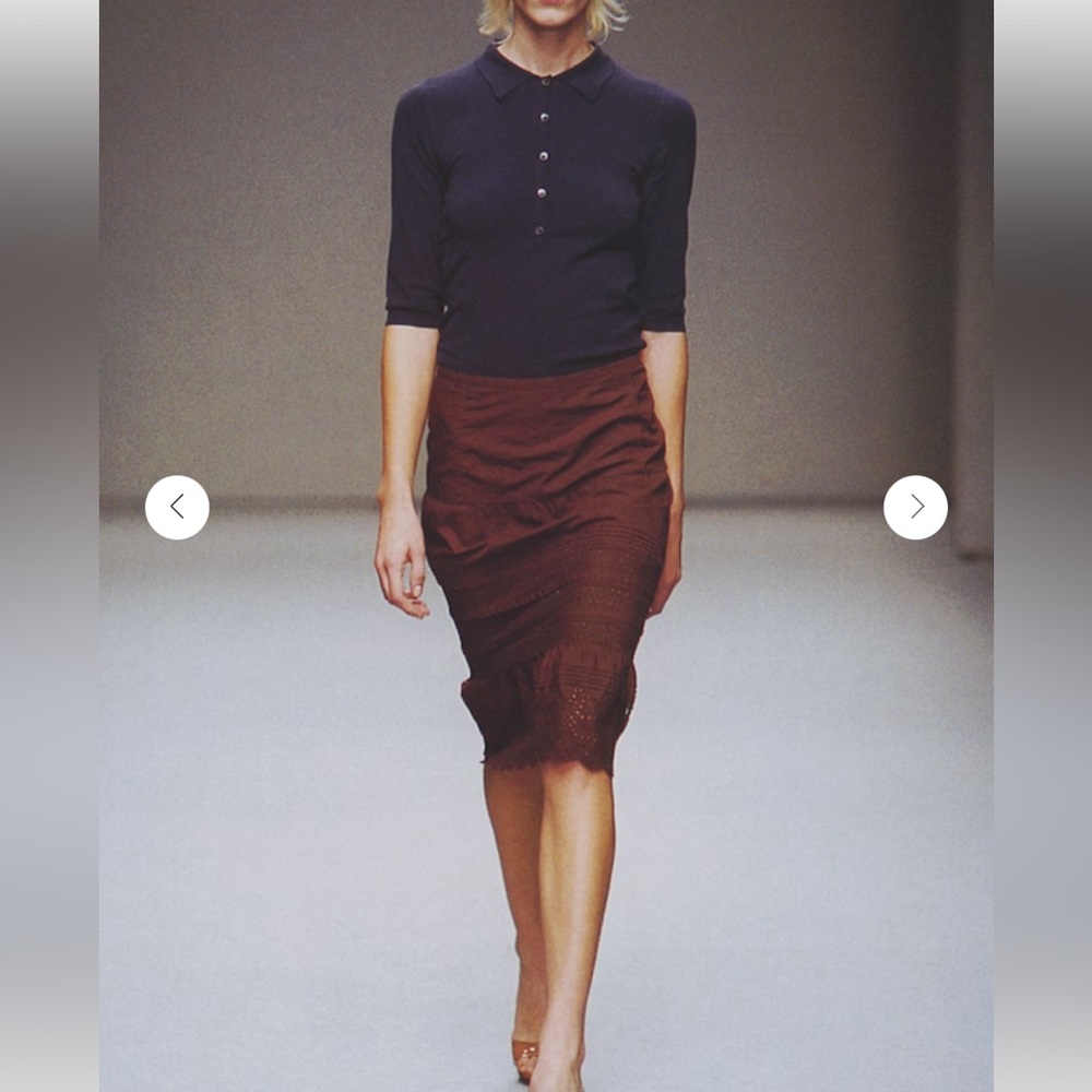 Miu miu ss02 eyelet lace brown cotton skirt